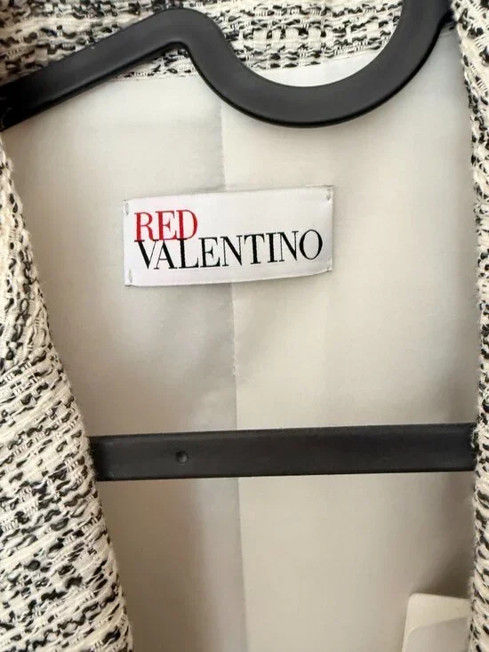 NWT RED Valentino Tweed Ruffle Hem Blazer Jacket- 38 - Picture 2 of 13